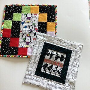 2 Small Square Table Toppers Placemats Dining Room Linens Dog Lovers Dogs